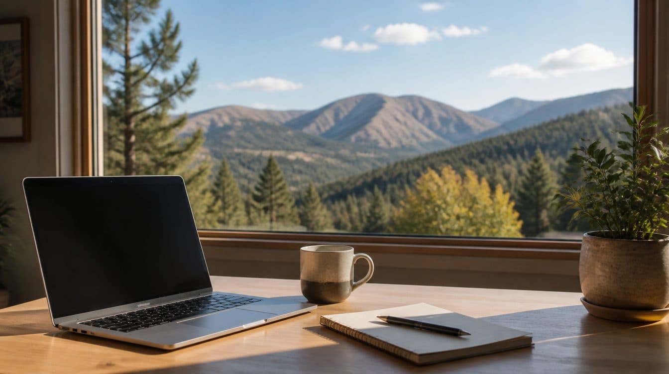 Home workspace set up for an online EMDR therapy session in Colorado