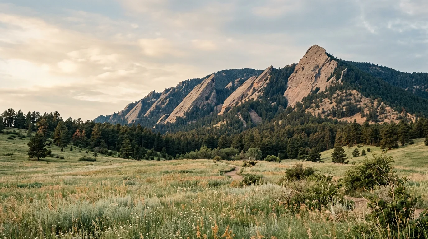 Illustration inspired by Boulder’s Flatirons and foothill meadows