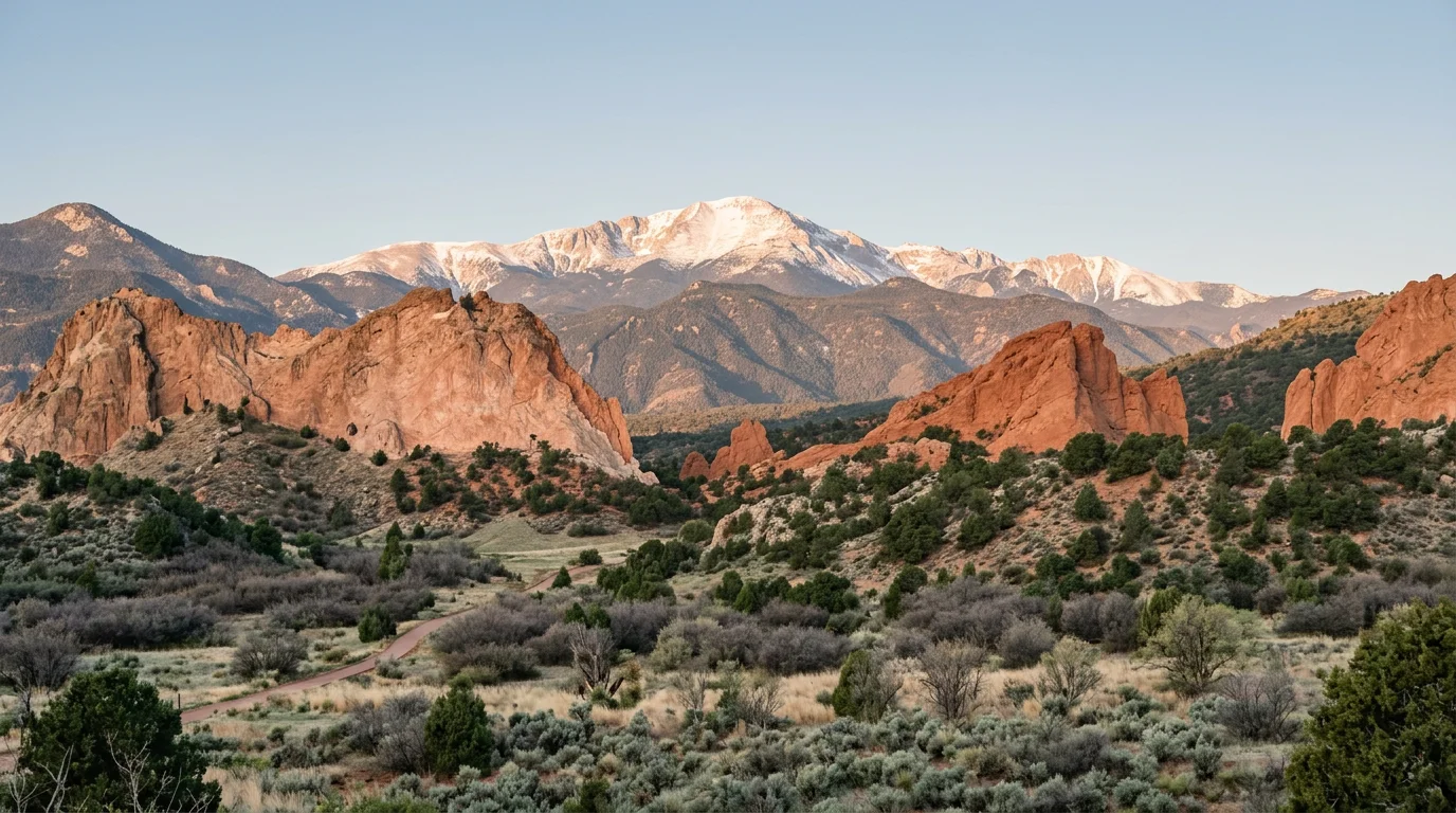 Illustration inspired by Pikes Peak and the red rocks of Colorado Springs