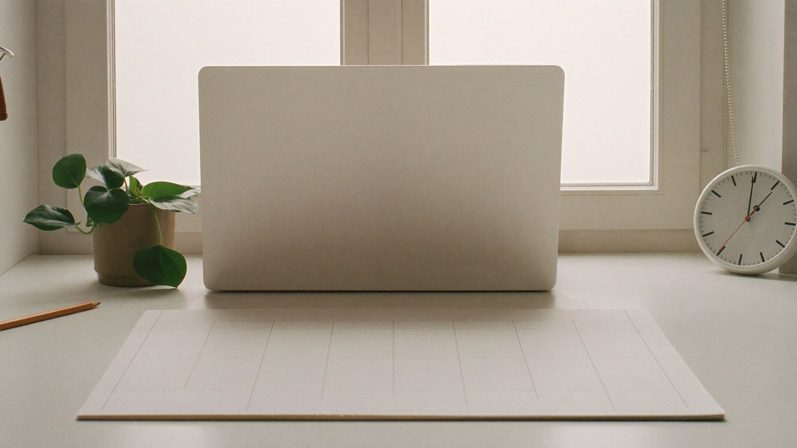Blank calendar and clock on a desk for planning appointment time